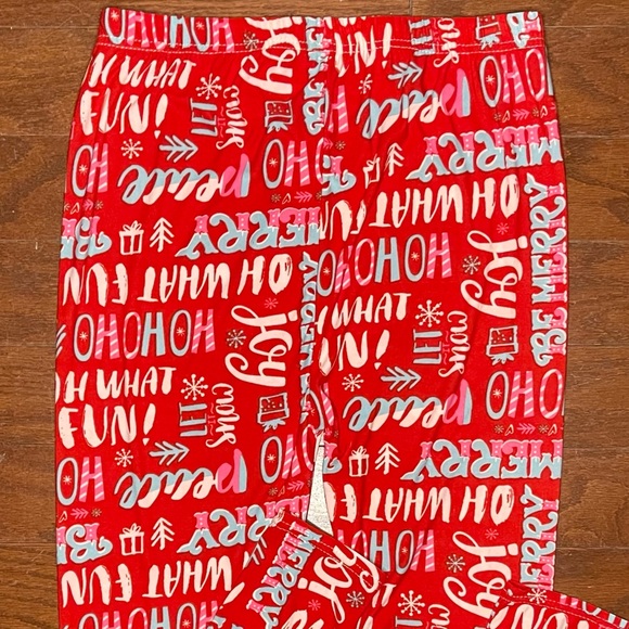 Merry Christmas Santa HoHo Holiday High Waist Red Leggings Small / Medium 4 - 10 - Picture 9 of 11